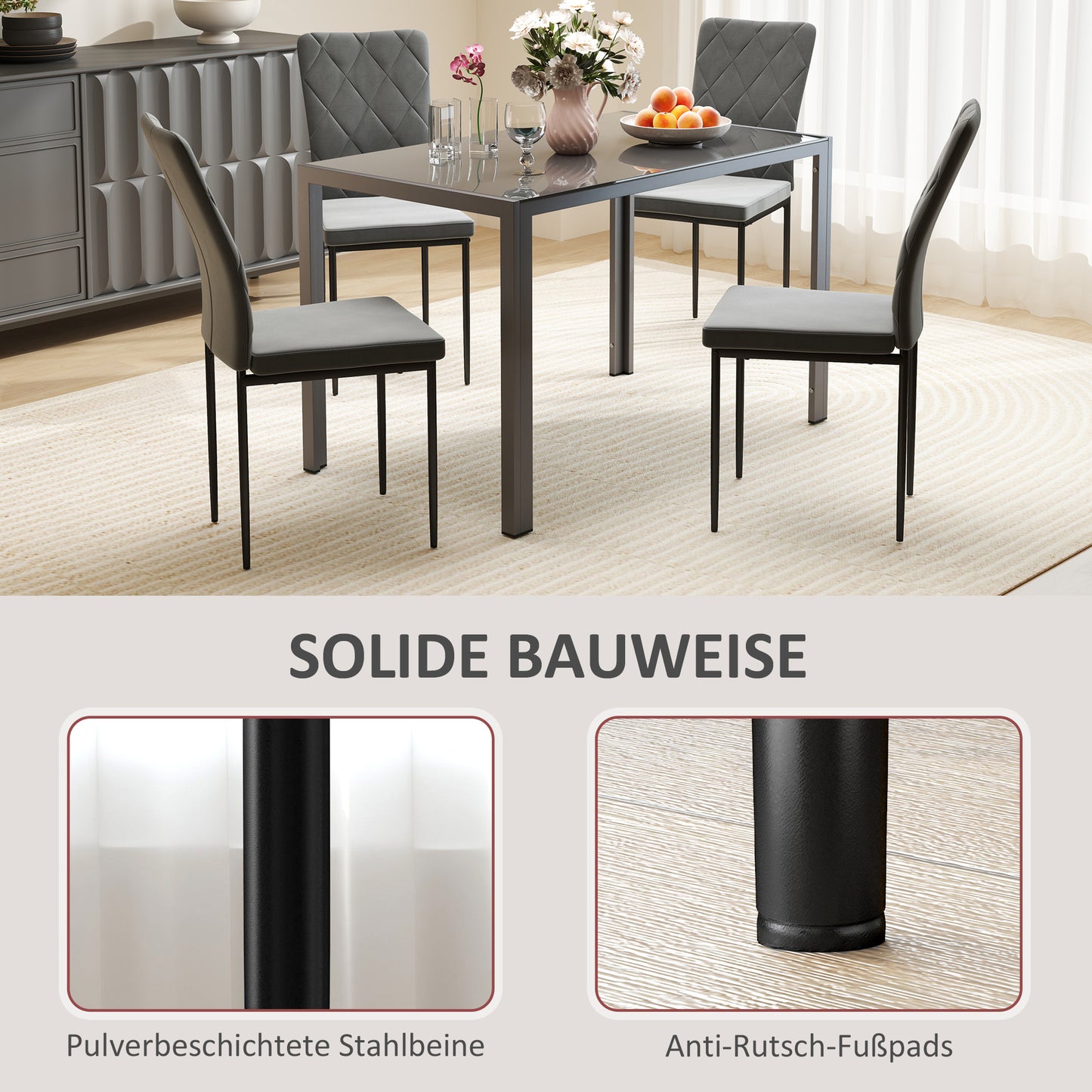 Eetkamerstoelen – Stoelen – Kuipstoelen – Dining Chairs – Velvet Stoelen – Set van 4 – Donkergrijs – Metalen Poot – Comfortabele Velvet Bekleding