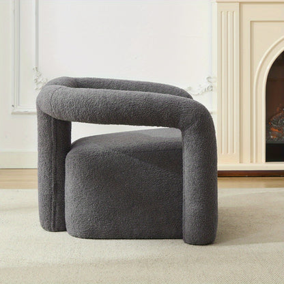 Leesstoel – Fauteuil – Relaxstoel – Loungefauteuil – Zetel – Sherpa Stof – Memory Foam Vulling – Breed Armleuningontwerp – Grijs