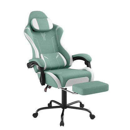 Ergonomic Gaming Chair with Massage Function - Adjustable Height, 135° Tilt, Lumbar Support, Headrest, Armrests & Footrest - White & Black Modern Design, Steel Frame, PU & Upholstery, 150kg Load Capacity, Sleek Office Furnit