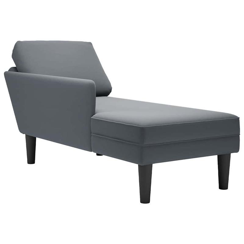 Fauteuil – Relaxstoel – Loungestoel – Leunstoel – Zetel – Donkergrijs Velours – Rechterarmleuning – Hardhouten Frame – Luxe Zitcomfort