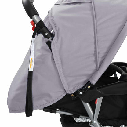 Buggy – Kinderwagen – Plooibuggy – Wandelwagen – Dubbele Buggy – Stalen Frame – Inklapbaar – Zonnekap – Grijs