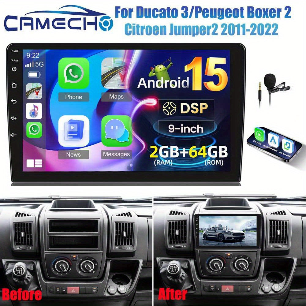 Autoradio – Multimedia Speler – Navigatie Systeem – Carplay Android Auto – 2GB+64GB Met AHD Achteruitrijcamera & Microfoon – 10,1 Inch HD Touchscreen – Draadloze CarPlay & WiFi Connectivity