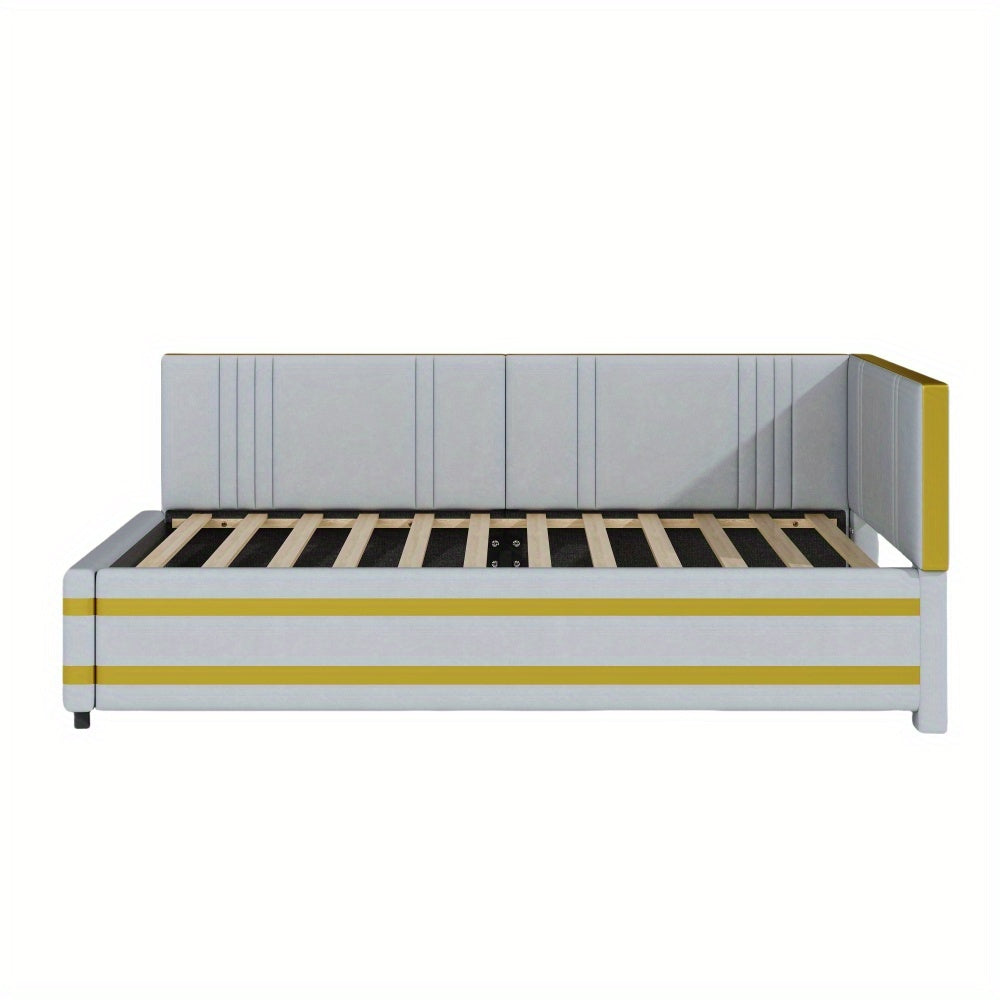 Slaapbank – Bedbank – Logeerbed – Sleeperbank – Zithoek – Gestoffeerd Velours – 90x200 cm – Lattenbodem - Grijs