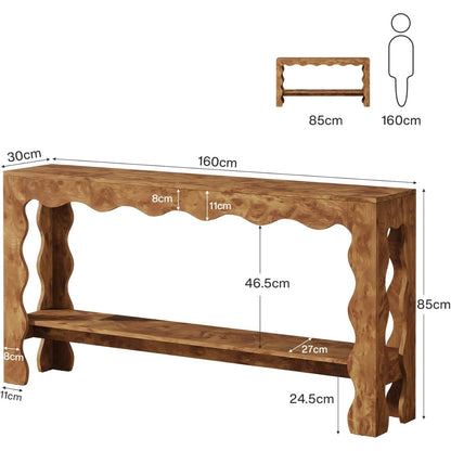 Console Tafel – Sidetable – Haltafel – Opbergmeubel – Banktafel – Lichtbruin – Smal en Lang – 2-laags Opbergruimte