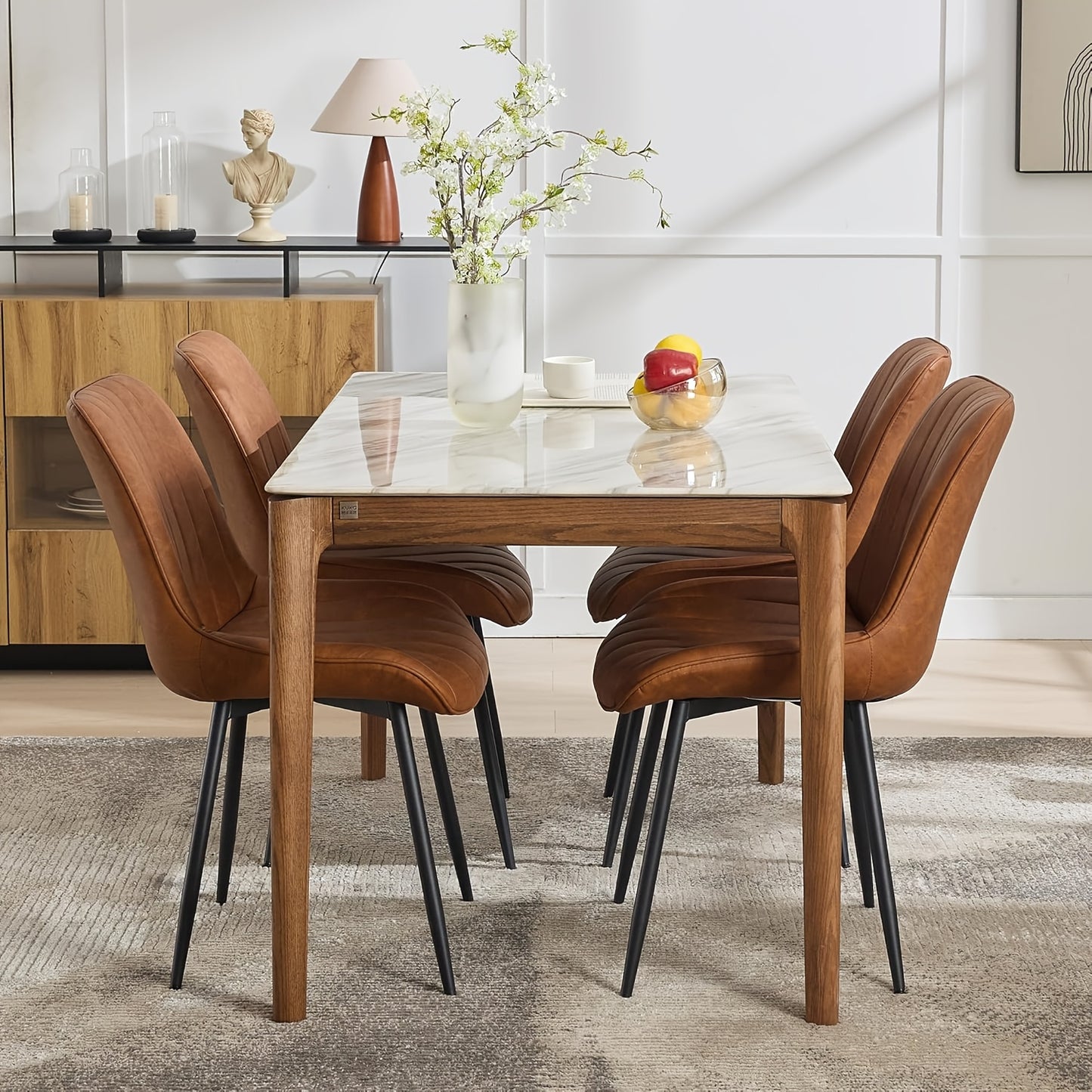 Set of 2 Dining Chairs | Classic Ergonomic Dining Room Kitchen Side Chairs with Seat and Metal Legs for Restaurant/Cafe - MERXENG