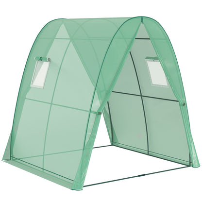 Outsunny Cold-Proof Greenhouse with Roller Door & 2 Windows, Steel-Film Construction, 180x180x200cm, Transparent Panels for Light & Ventilation, Durable Outdoor/Indoor Use for Tomatoes, Vegetables, Flowers, Balcony & Garden,