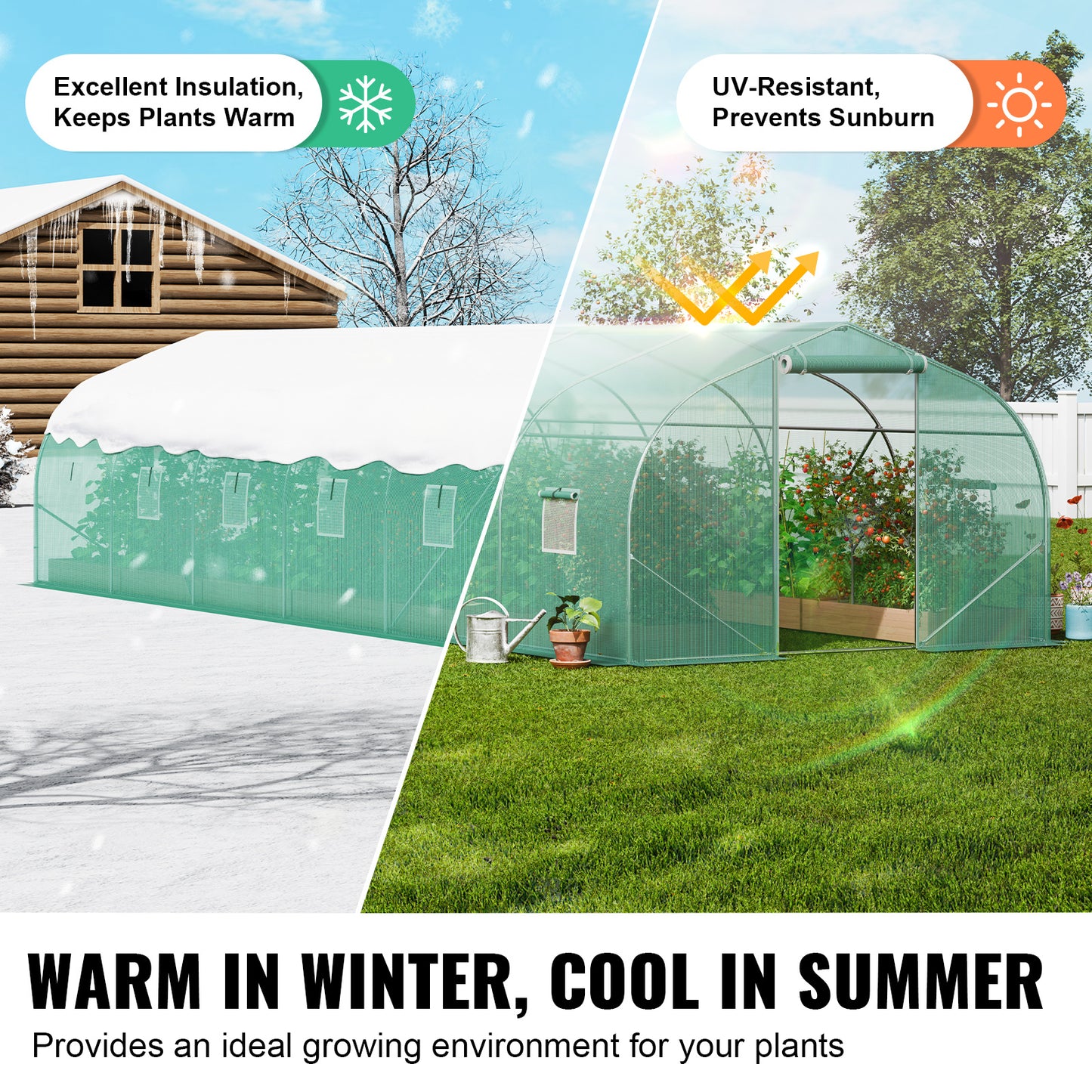 Kweektunnel – Groeikas – Tuintunnel – Plantentunnel – Tunnelkas – Verzinkt Stalen Frame – PE Folie 9 x 3 x 2 Meter – Walk-in Design