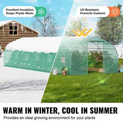 Kweektunnel – Groeikas – Tuintunnel – Plantentunnel – Tunnelkas – Verzinkt Stalen Frame – PE Folie 9 x 3 x 2 Meter – Walk-in Design