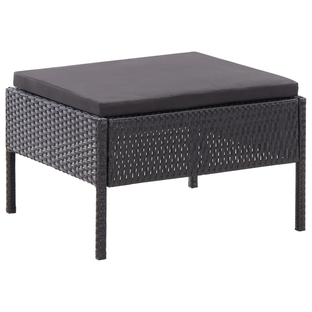 Loungeset – Tuinset – Loungemeubels – Buitenbank – Black – Weerbestendig Poly Rattan – Comfortabele Dikke Kussens