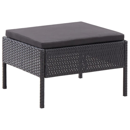 Loungeset – Tuinset – Loungemeubels – Buitenbank – Black – Weerbestendig Poly Rattan – Comfortabele Dikke Kussens