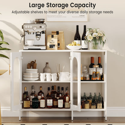 Moderne Sideboard Kast – Opbergkast – Buffetkast – Dressoir – Accentkast – Wit – Hardhout en Metaal – Compact & Stevig