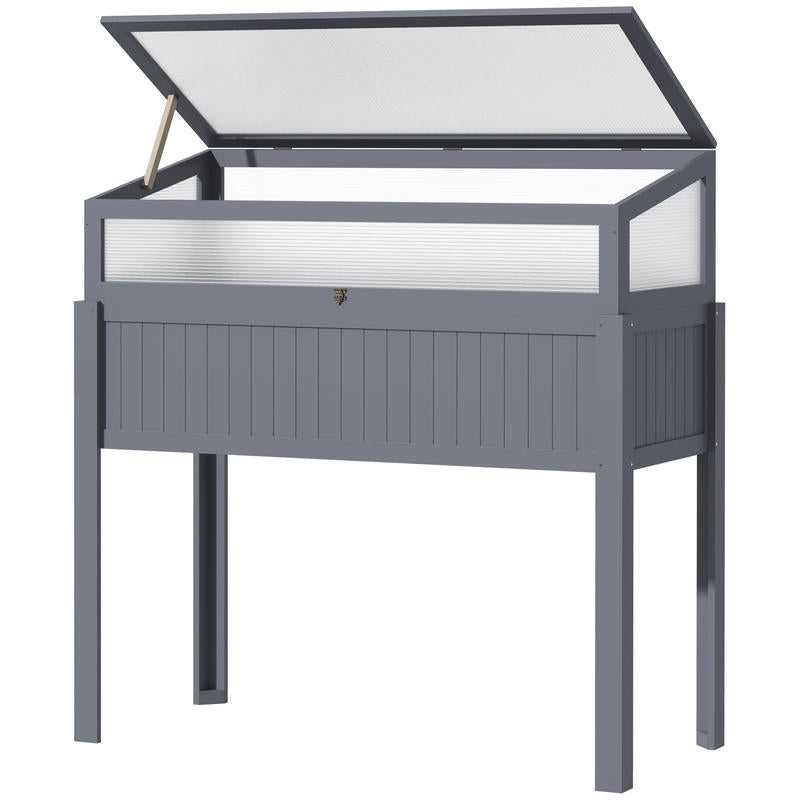 Raised Bed with Cold Frame 2-in-1 Greenhouse & Tomato House - All-in-One Vegetable/Herb Planter with Adjustable Height, Durable Polycarbonate Panels, Ventilation System-like Sides for Balcony, Terrace, Garden (Gray, 120x54x11