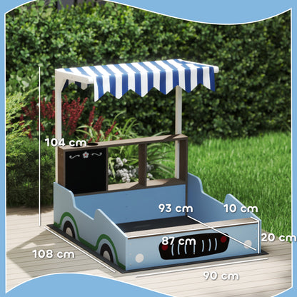 Zandbak – Zandbak Met Zonnedak – Speelbak – Zandtafel – Kinderspeeltuin – Blauw – Duurzaam Vurenhout – Inclusief Bankje En Tekenbord
