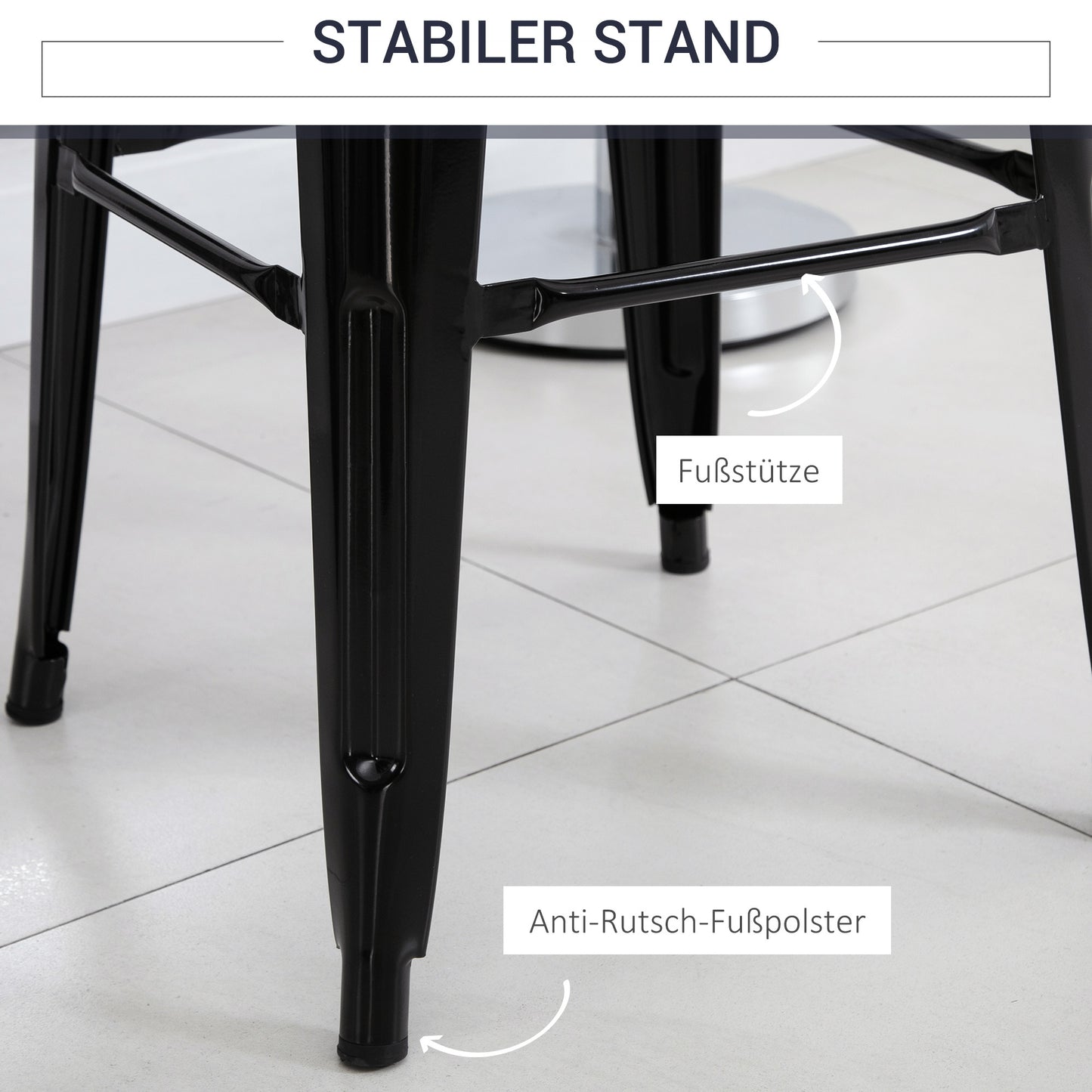 Barkrukken – Barstoelen – Zitkrukken – Krukken – Barkruk Set – Metalen Frame – Stapelbaar – Geschikt Binnen en Buiten – Zwart