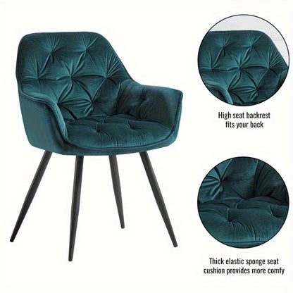 Eetkamerstoelen – Dining Stoelen – Accentstoelen – Zwarte Stoelen – Fluwelen Stoelen – Set Van 2 – Zacht Gevuld Met Veer – Stevig Metalen Frame