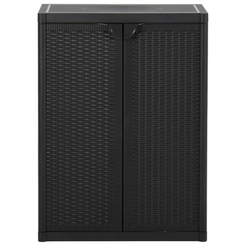 Tuinkast 65x45x88cm polypropyleen rattan zwart, Box, Cabinet, Rack for Outdoor Storage