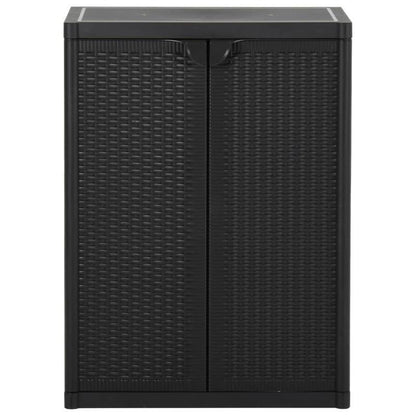 Tuinkast 65x45x88cm polypropyleen rattan zwart, Box, Cabinet, Rack for Outdoor Storage