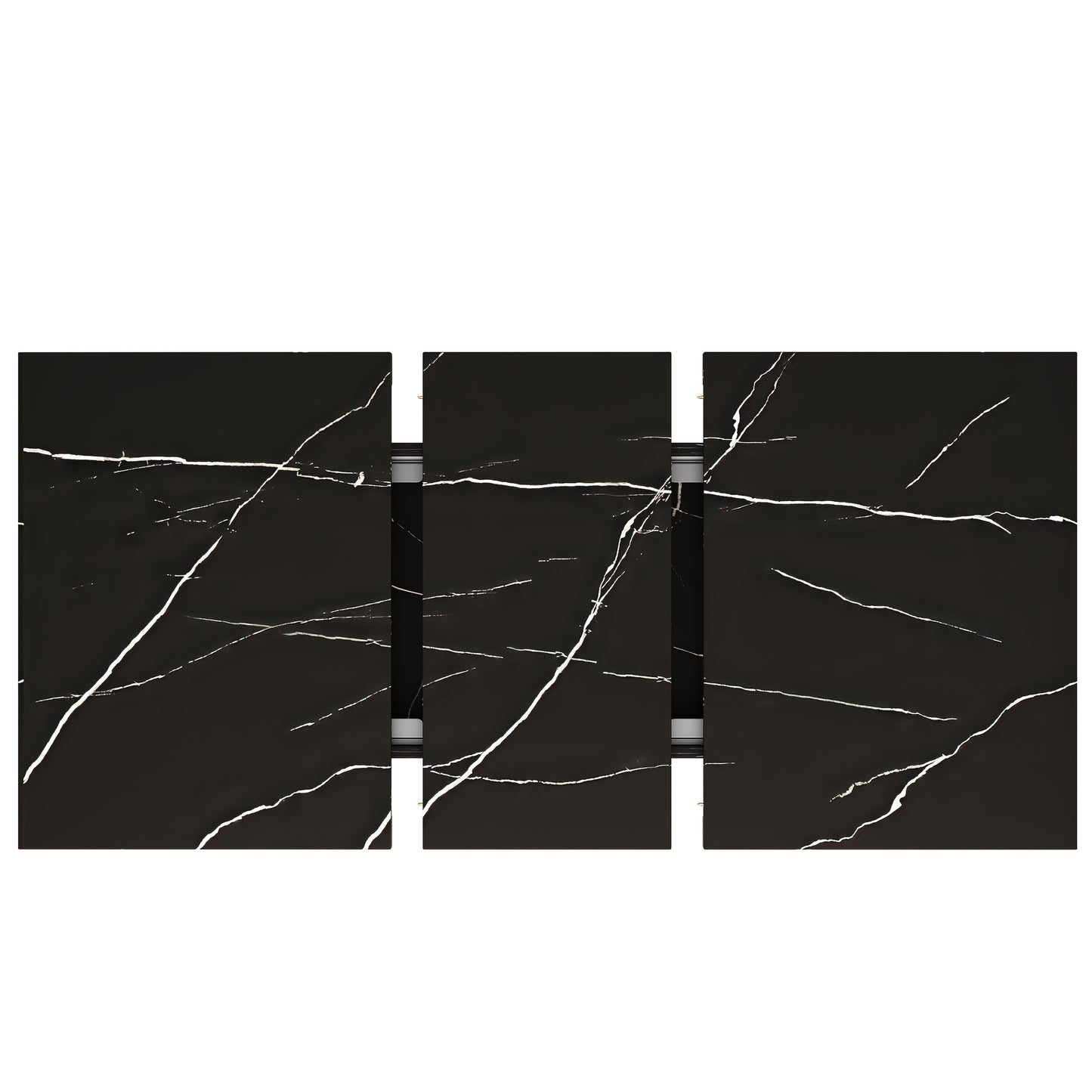 Extendable Dining Table (120-160 * 75cm), Table, Kitchen Table, Extendable Table, Can Be Extended to 120-160cm with The Help Of Internal Inserts, Suitable for Kitchen And Living Room, Black Marble Pattern Dining Table