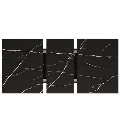Extendable Dining Table (120-160 * 75cm), Table, Kitchen Table, Extendable Table, Can Be Extended to 120-160cm with The Help Of Internal Inserts, Suitable for Kitchen And Living Room, Black Marble Pattern Dining Table