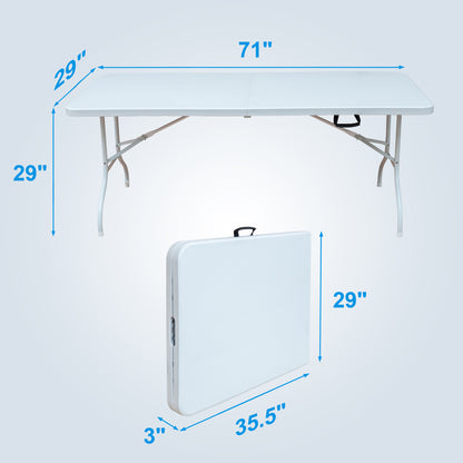 Buitentafel – Tuintafel – Klaptafel – Opvouwbare Tafel – Eettafel Buiten – Verstelbare Hoogte – 180 cm – Stalen Frame – Waterbestendig Wit Tafelblad