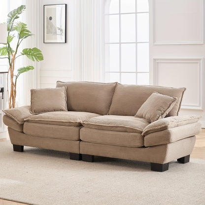 Loveseat – 2-zitsbank – Fauteuil – Tweezitsbank – Zitbank – Modern Minimalistisch Design – Hardhouten Frame – Comfortabele Katoenen Kussens – Beige Stoffering