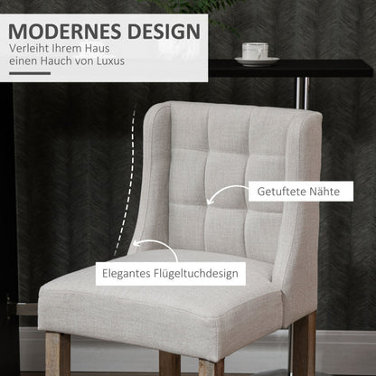 HOMCOM Set of 2 Bar Stools with Backrest, Featuring Button Tufting, Made of Solid Wood, Including Footrest, Dimensions 47 Cm X 50 Cm X 101 Cm, Gray And Natural.