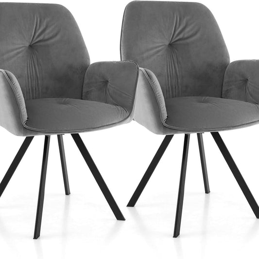 Draaistoelen Eetkamerstoelen – Eetkamerstoelen – Vergaderstoelen – Bureaustoelen – Loungestoelen – 360° Draaibaar – Fluwelen Bekleding Grijs