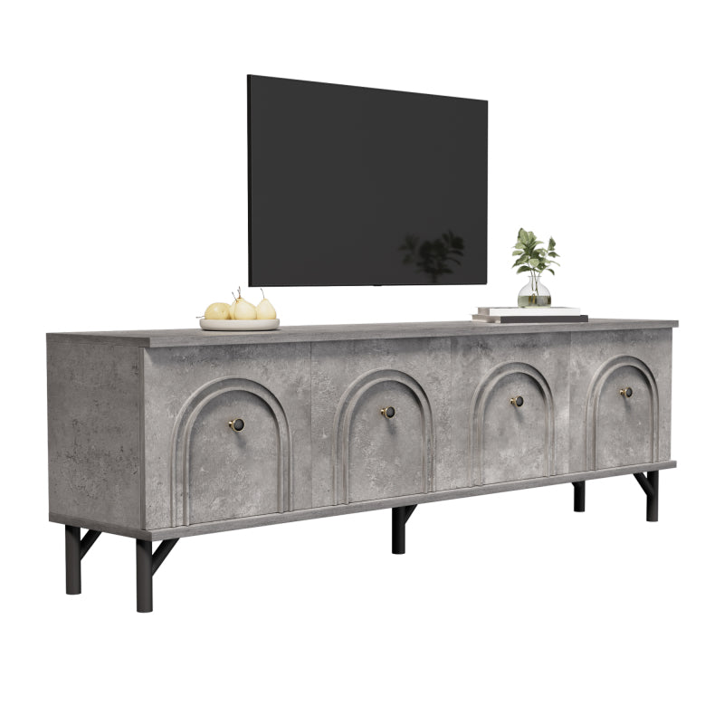 TV-meubel – Tv-kast – Mediameubel – Dressoir – 4-Deurs Kasten – Modern Grijs – 160 cm Breed – Soft-Close Deuren – Geïntegreerd Kabelmanagement