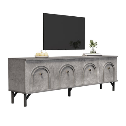 TV-meubel – Tv-kast – Mediameubel – Dressoir – 4-Deurs Kasten – Modern Grijs – 160 cm Breed – Soft-Close Deuren – Geïntegreerd Kabelmanagement