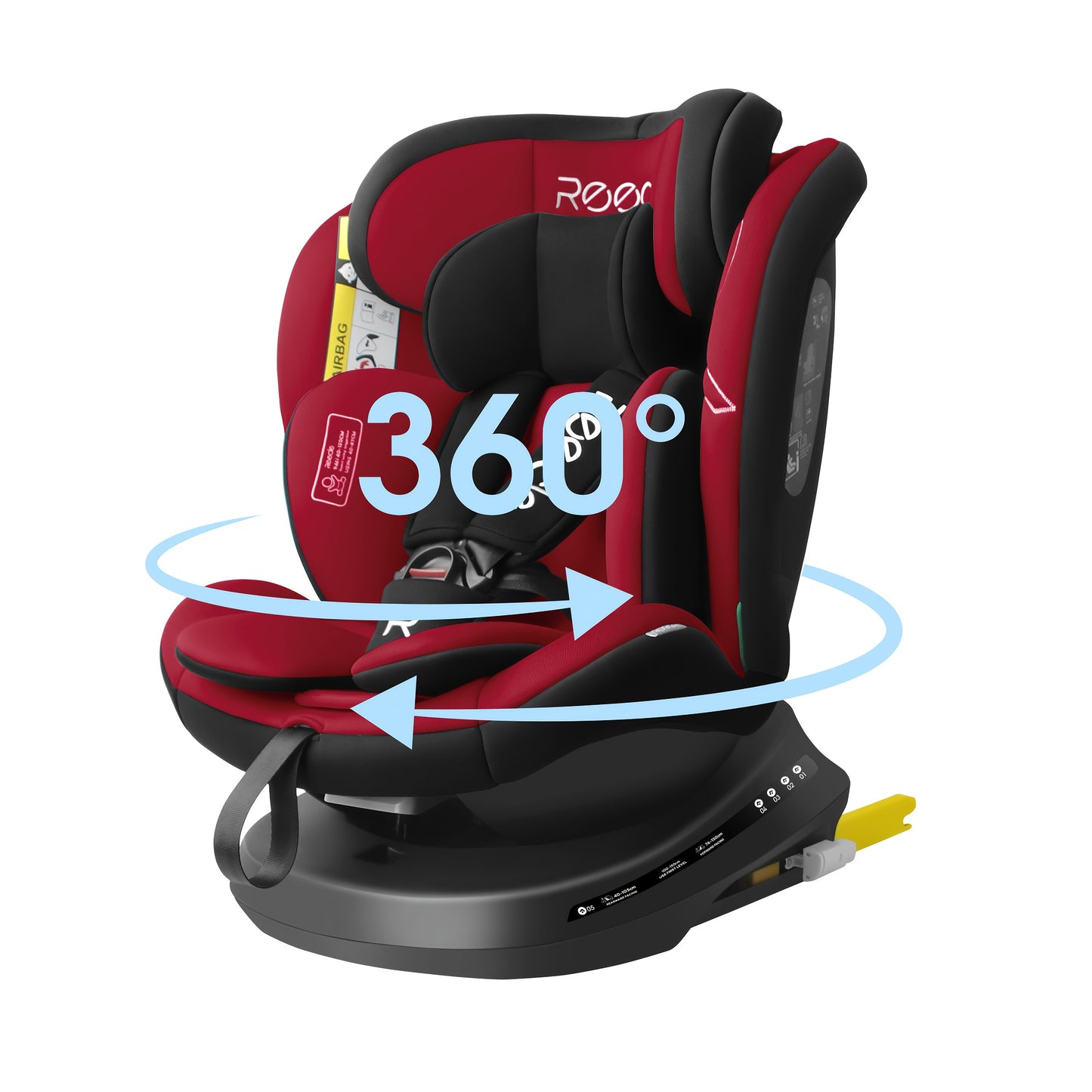 Autostoel Baby – Kinderzitje – Peuterstoel – Boosterstoel – 360° Draaibaar – ISOFIX & Top Tether – i-Size Veiligheid – Verstelbare Hoofdsteun 9 Posities – Rood