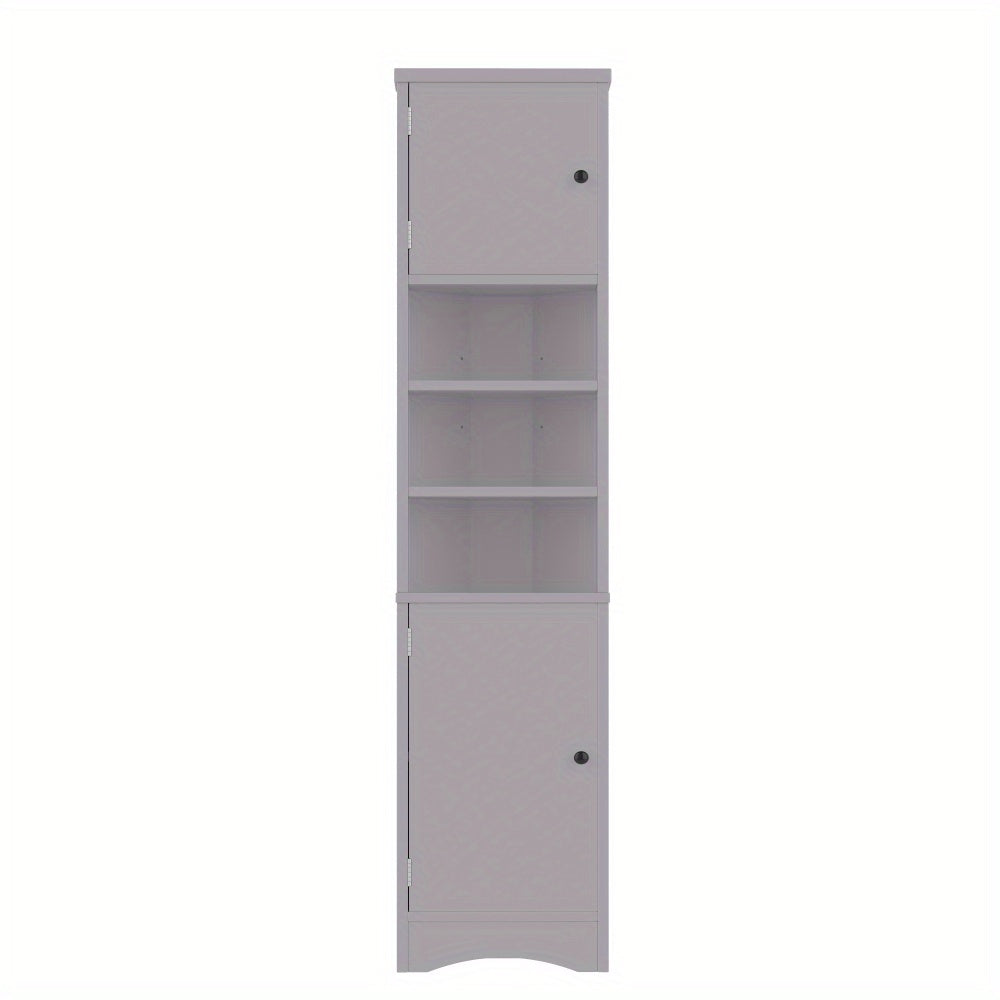 Badkamerkast – Hoekkast – Wastafelonderkast – Opbergkast – Badmeubel – Ruimtebesparend – MDF Met Vochtbestendige Lak – 36,5x24,5x170 cm – Dubbele Deuren – Verstelbare Planken