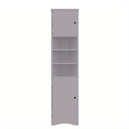 Badkamerkast – Hoekkast – Wastafelonderkast – Opbergkast – Badmeubel – Ruimtebesparend – MDF Met Vochtbestendige Lak – 36,5x24,5x170 cm – Dubbele Deuren – Verstelbare Planken