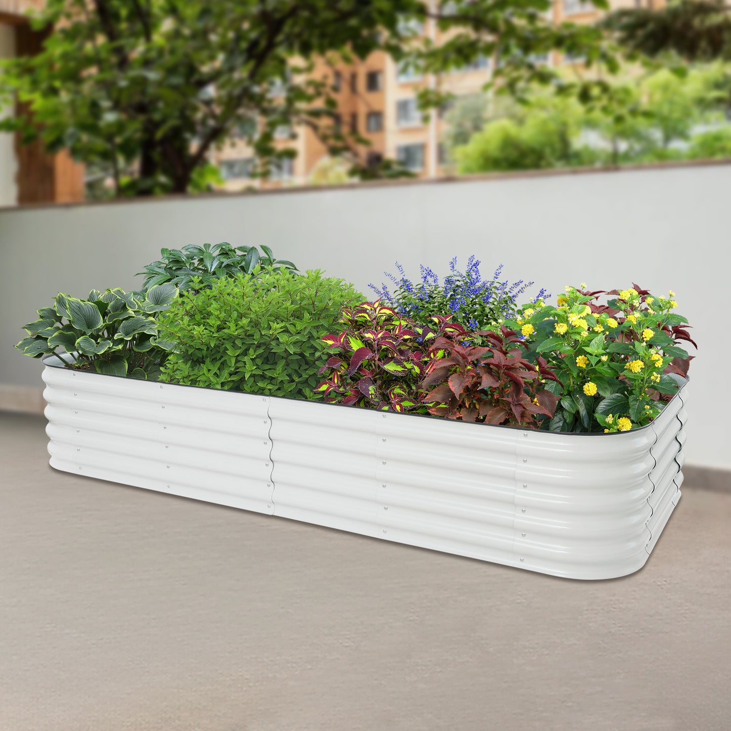 Verhoogde Plantenbak – Verhoogd Moestuinbed – Kweekbak – Bloembak – Plantenbak Op Poten – Metalen Staalconstructie – 285x60x43 cm – Weerbestendig Wit