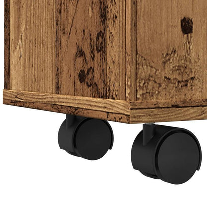 Smalle Badkamerkast – Waskast – Opbergkast – Plank – Karretje – Oud Hout – Op Wieltjes – Veel Opbergruimte