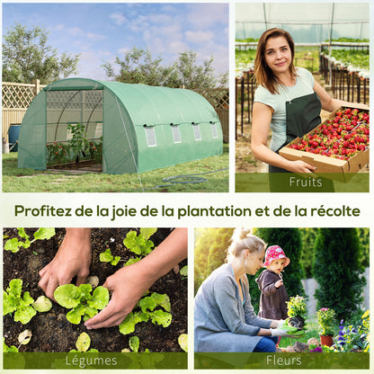 Tuin Tunnelkas – Tuinkas – Kaskas – Groentekas – Plantenkas – 6x3x2 Meter – Verzinkt Stalen Frame – 8 Ventilatieraampjes – Oprolbare Deur – UV-bestendige PE Bedekking – Groen