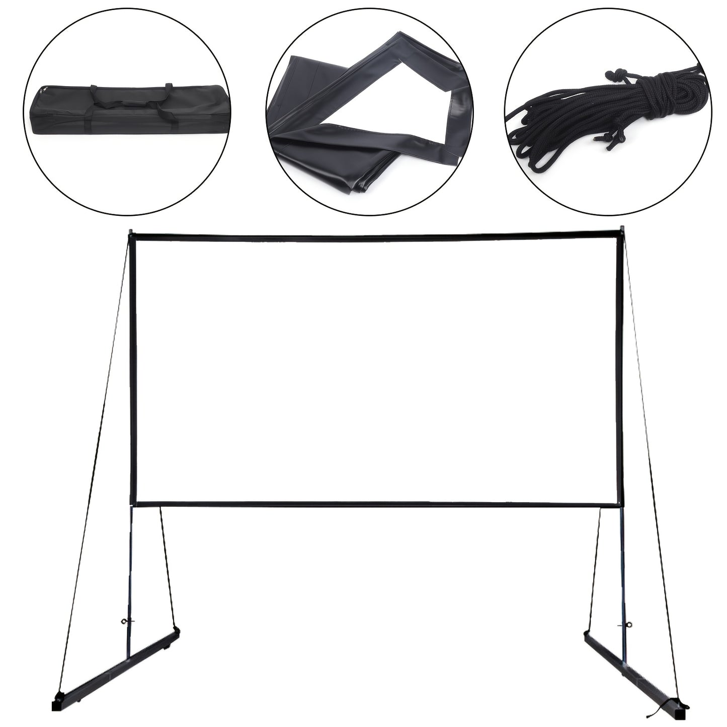 Projectiescherm – Projectiedoek – Beamerscherm – Projector Scherm – Beamer Scherm – 150 Inch – 16:9 Formaat – Draagbaar Met Statief