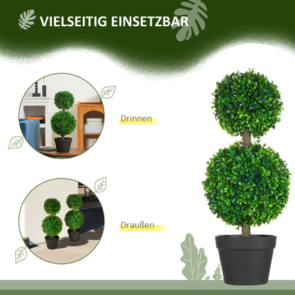 Kunststof Buxusbomen – Kunstbuxus – Nepbuxus – Sierstruik – Kunstplant – Groen – Onderhoudsvrij – Weerbestendig – 60 cm – Set van 2