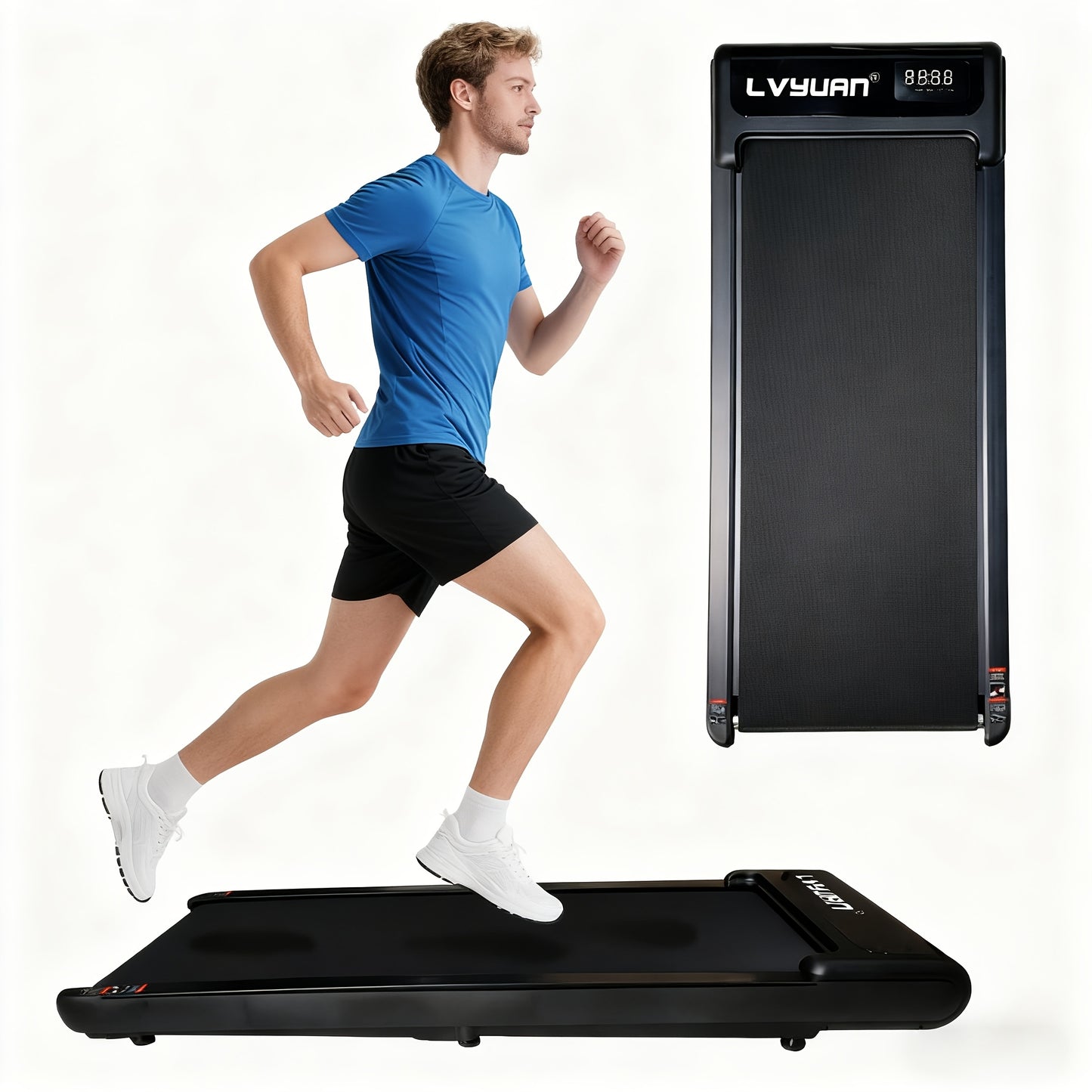 Portable Multi-function Treadmill with Incline Adjustment | Suitable for Walking and Jogging, Home and Office Use, Treadmill with LED Display, Treadmill Walking Mat, Treadmill with Handrails, Foldable Home Fitness Treadmill,