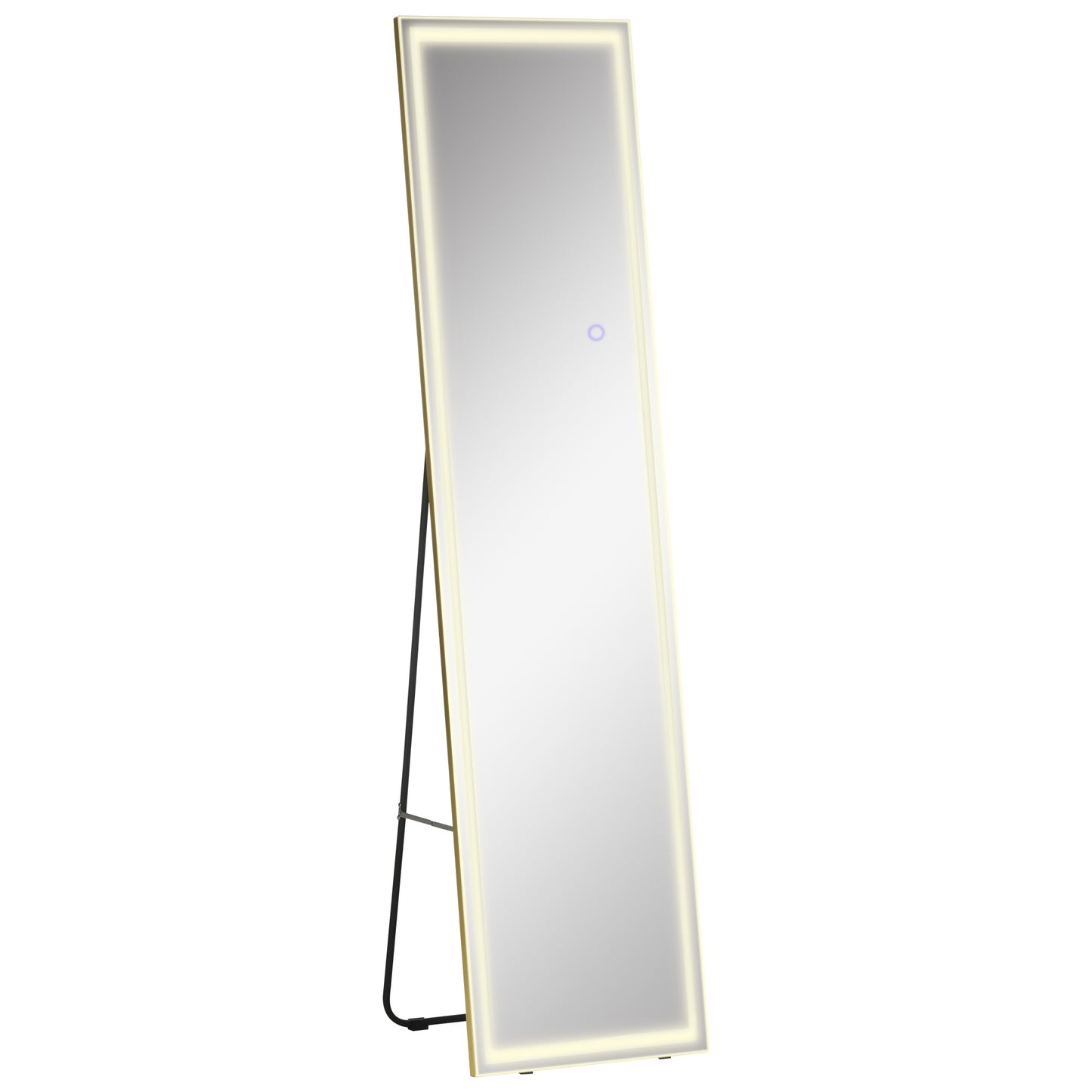 Staande Spiegel – Passpiegel – Wandspiegel – Volledige Lengte Spiegel – Kleedkamerspiegel – Dimbare LED-Verlichting – 156,5 x 40 x 37 cm – Zilverkleurig Frame