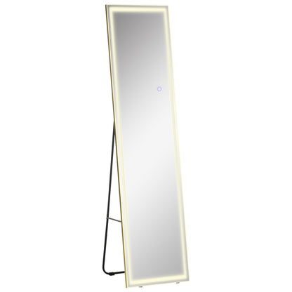 Staande Spiegel – Passpiegel – Wandspiegel – Volledige Lengte Spiegel – Kleedkamerspiegel – Dimbare LED-Verlichting – 156,5 x 40 x 37 cm – Zilverkleurig Frame