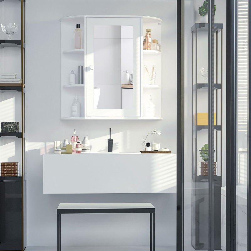 Badkamerkast – Spiegelkast – Wandkast – Opbergkast – Badmeubel – Wit MDF – 66x17x63 cm – Waterbestendig en Compact