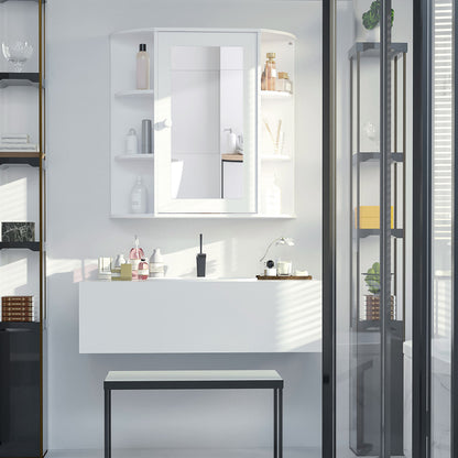 Badkamerkast – Spiegelkast – Wandkast – Opbergkast – Badmeubel – Wit MDF – 66x17x63 cm – Waterbestendig en Compact