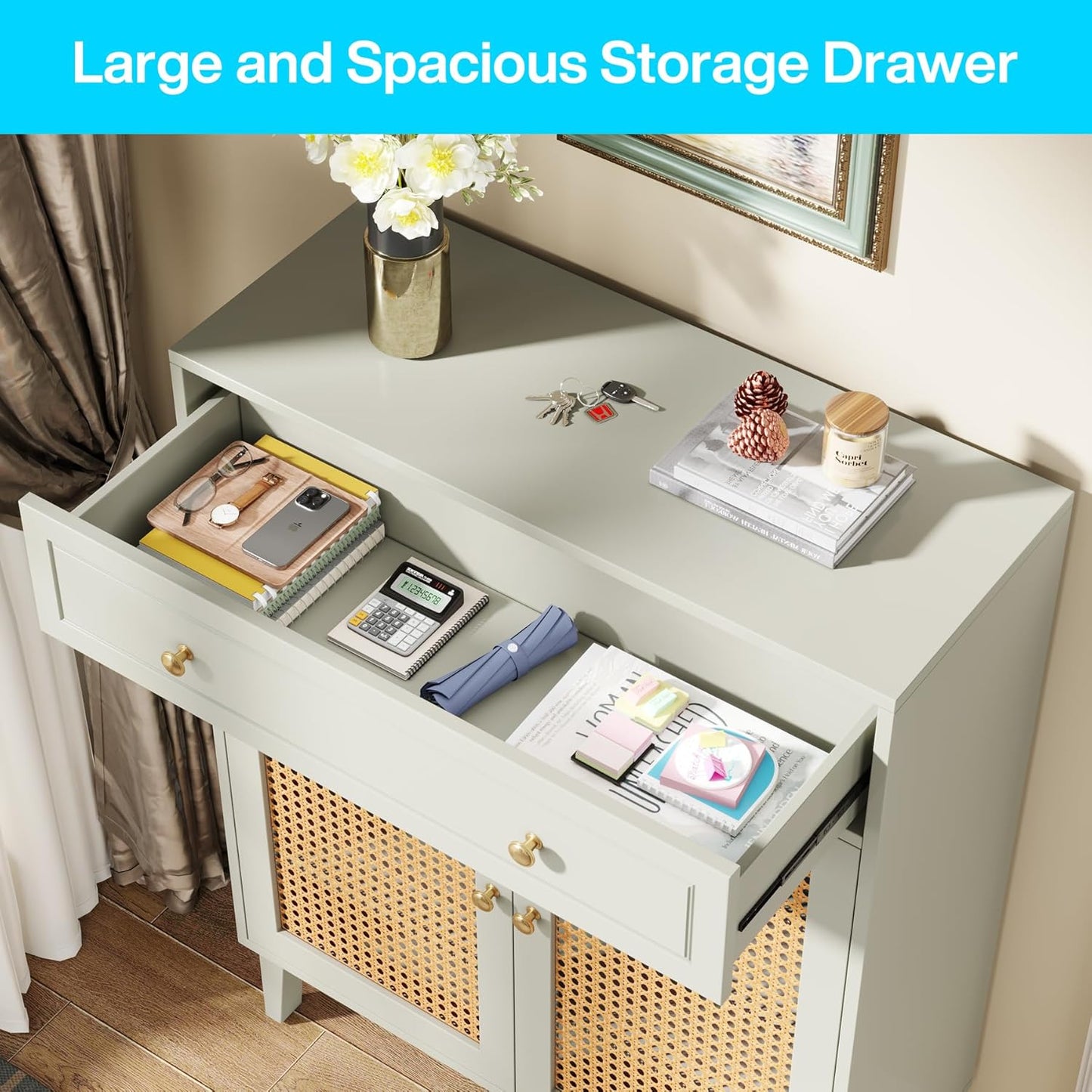Schoenenkast – Schoenmeubel – Schoenenrek – Schoenopberger – Schoenenschuif – Verstelbare Planken – Duurzaam MDF – Wit Mintgroen – Extra Lade – Vloerbescherming