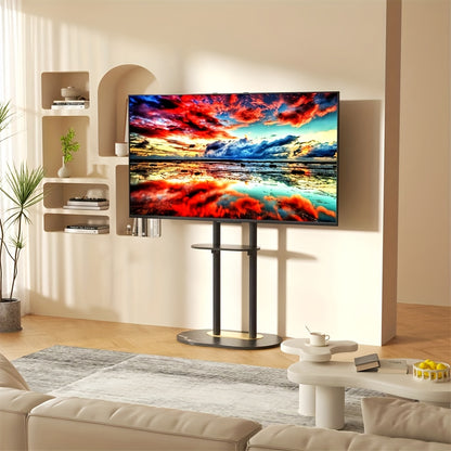 TV-standaard – Tv-meubel – Entertainment Center – Tv-houder – Tv-kast – Verstelbare Hoogte – Stevig Metalen Frame Met Marmeren Basis
