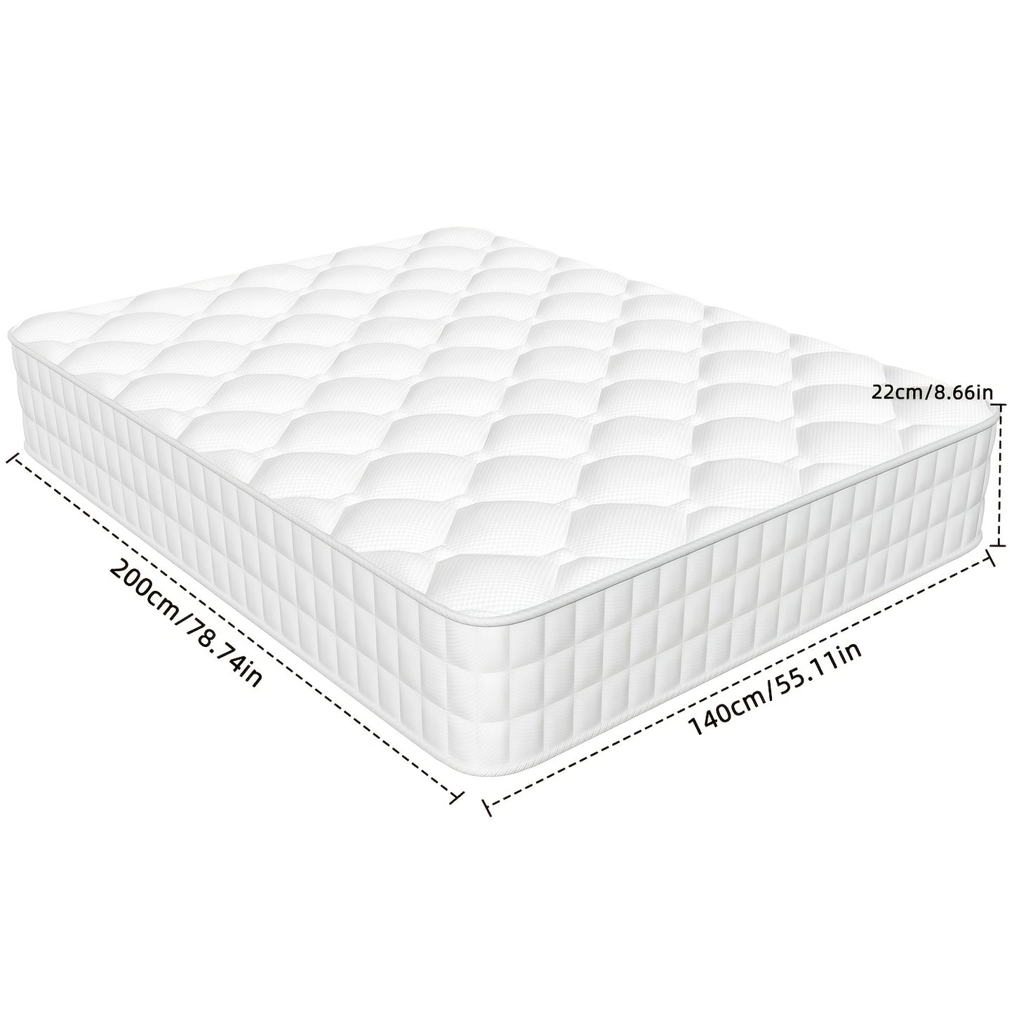 7-Zone Pocketvering Matras – Slaapmatras – Matrassen – Pocketveer Matras – 7-Zones Matras – H3 Extra Stevig – 22 cm Hoogte – Wasbare Katoenen Hoes – Bewegingsoverdracht Verminderd