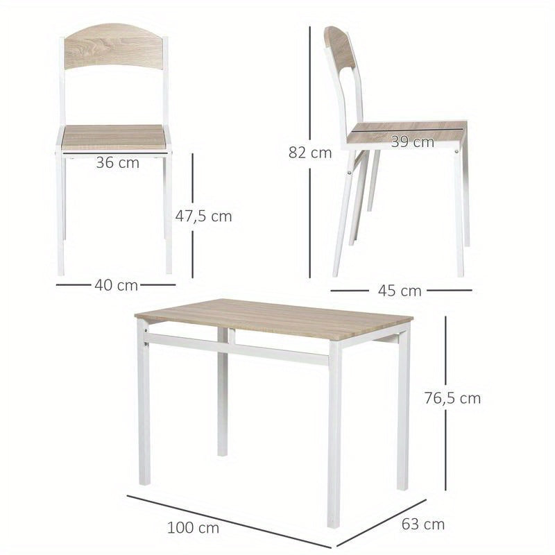 Eettafelset – Eettafel – Tafel – Eetkamertafel – Keukentafel – Modern Landelijk – Ruimtebesparend Ontwerp – Duurzaam Hardhout Met Metaal