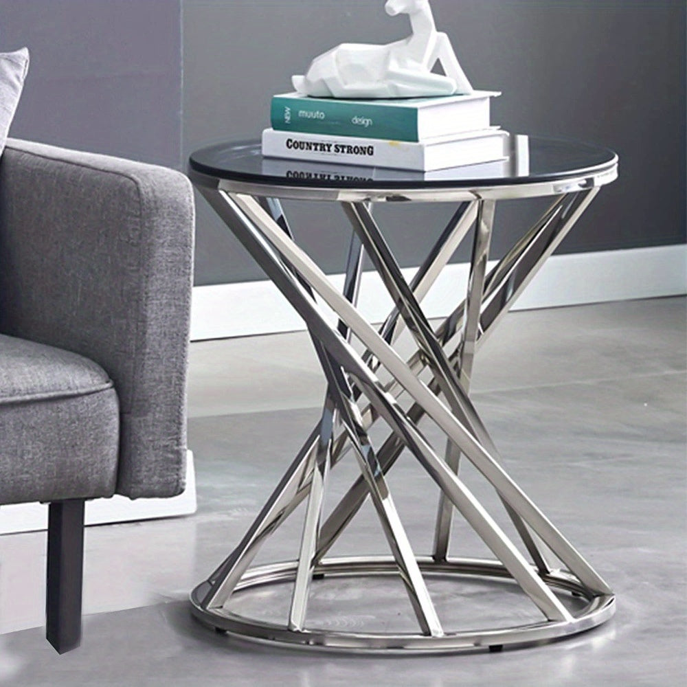 JYMTOM Round Glass Coffee Table with Golden Rustproof Metal Frame - Modern Art Deco Style, Heavy-Duty Tempered Glass Top & Sturdy Base, Easy Assembly Living Room Center Table for Sofa, Durable Metal Frame & Glass Construction