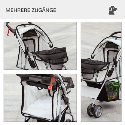 Hondenbuggy – Hondenwagen – Wandelwagen – Dierenwagen – Buggy voor Kleine Honden – Grijs – Inklapbaar Frame – Waterafstotende Hoes – 75x45x97 cm – Twee Bekerhouders