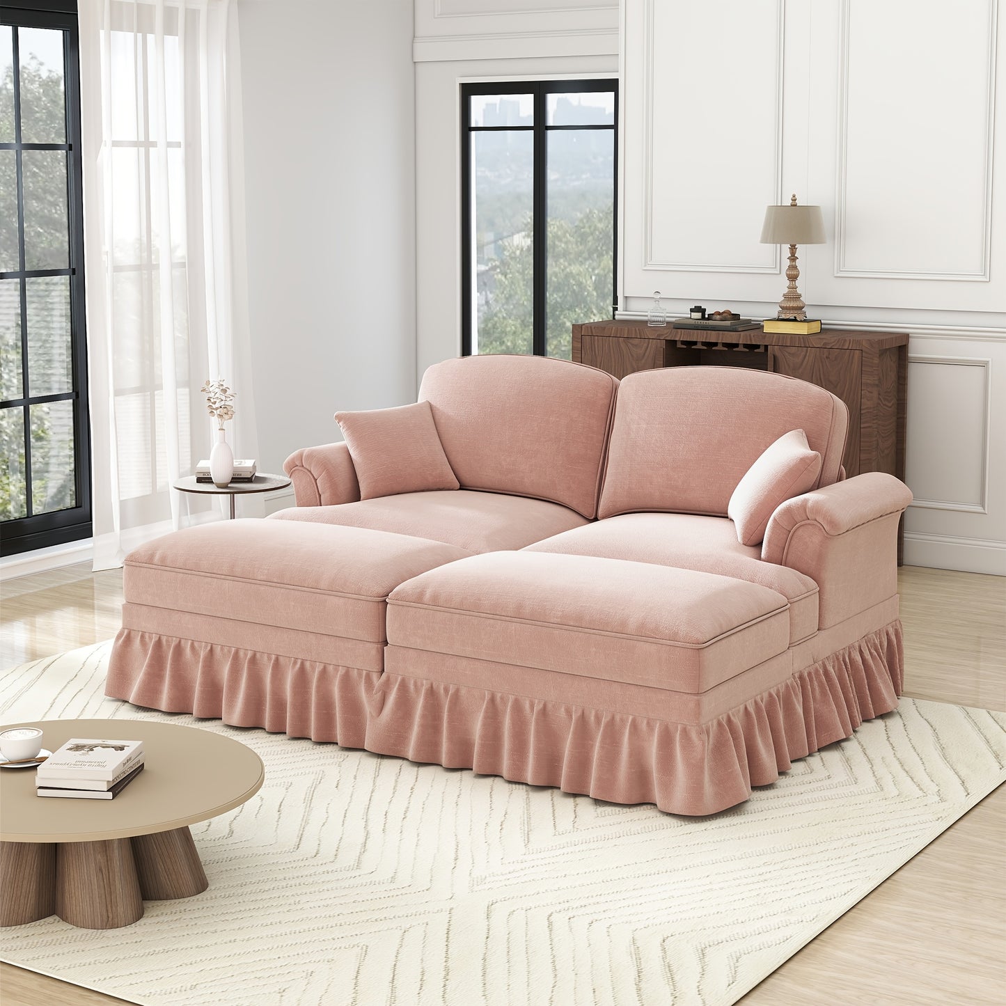 Chenille Slaapbank – Slaapbank Bedbank – Zitbank – Logeerbed – Slaapbank Groen – Zachte Chenille Stof – Losse Voetensteun & Afneembare Rok