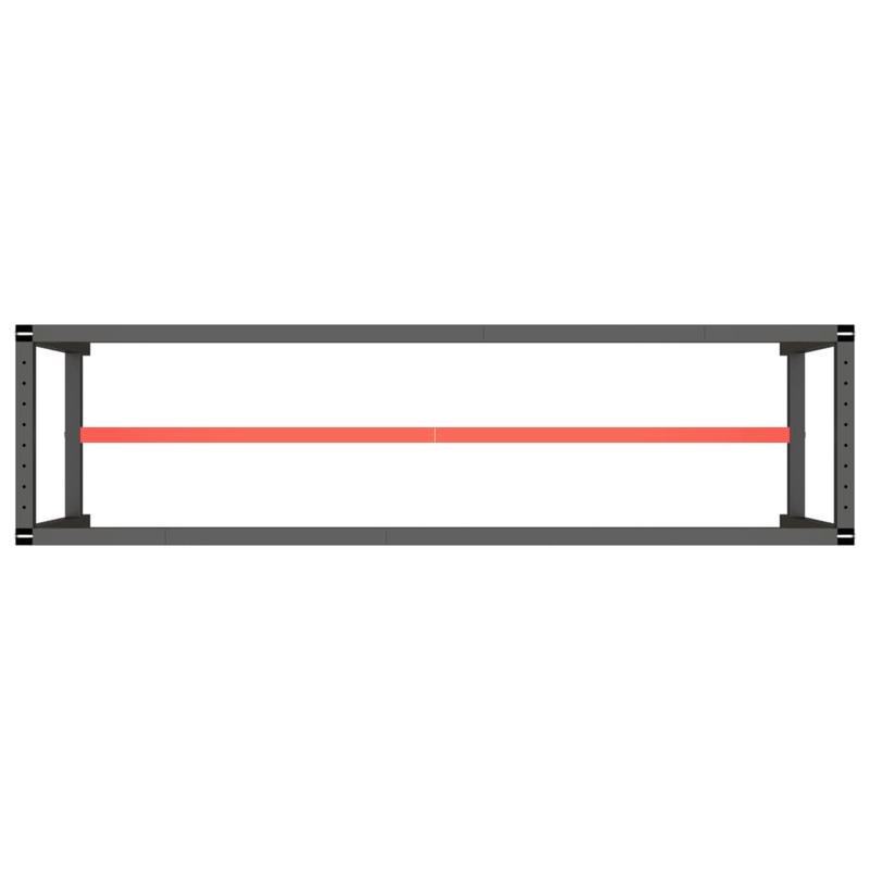 Werkbank – Werktafel – Werkplek – Werkstation – Werkblad – Metaal – Mat Zwart Rood – 210x50x79 cm – Robuust & Stabiel - QUORE